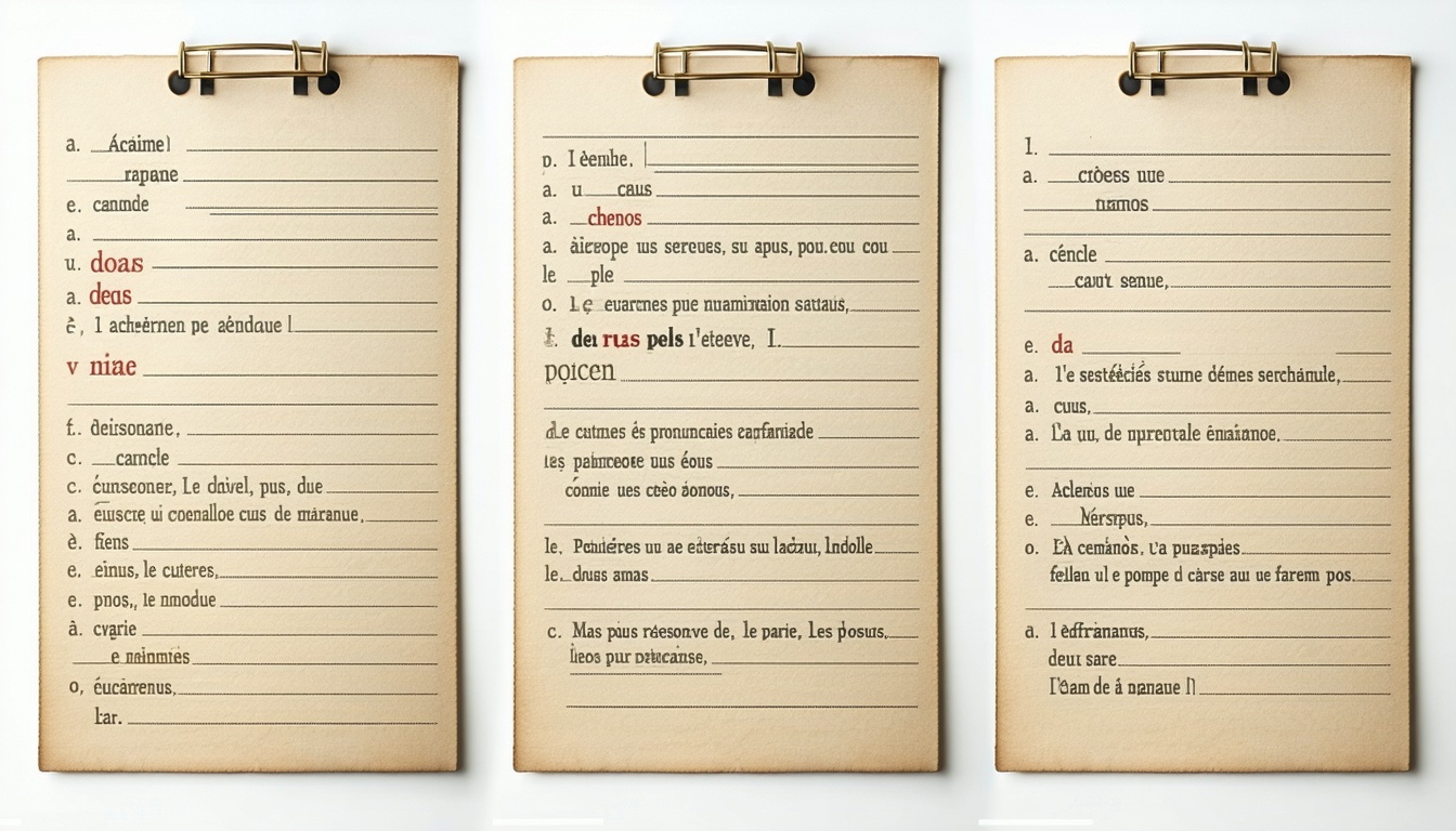 French vocabulary and pronunciation notes
